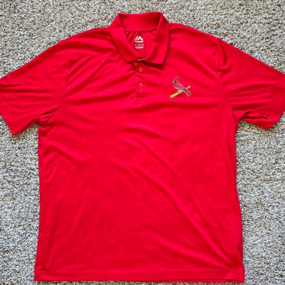 Men’s XL Majestic Red St. Louis Cardinals Polo Shirt – Team Spirit & Comfort - Picture 1 of 6